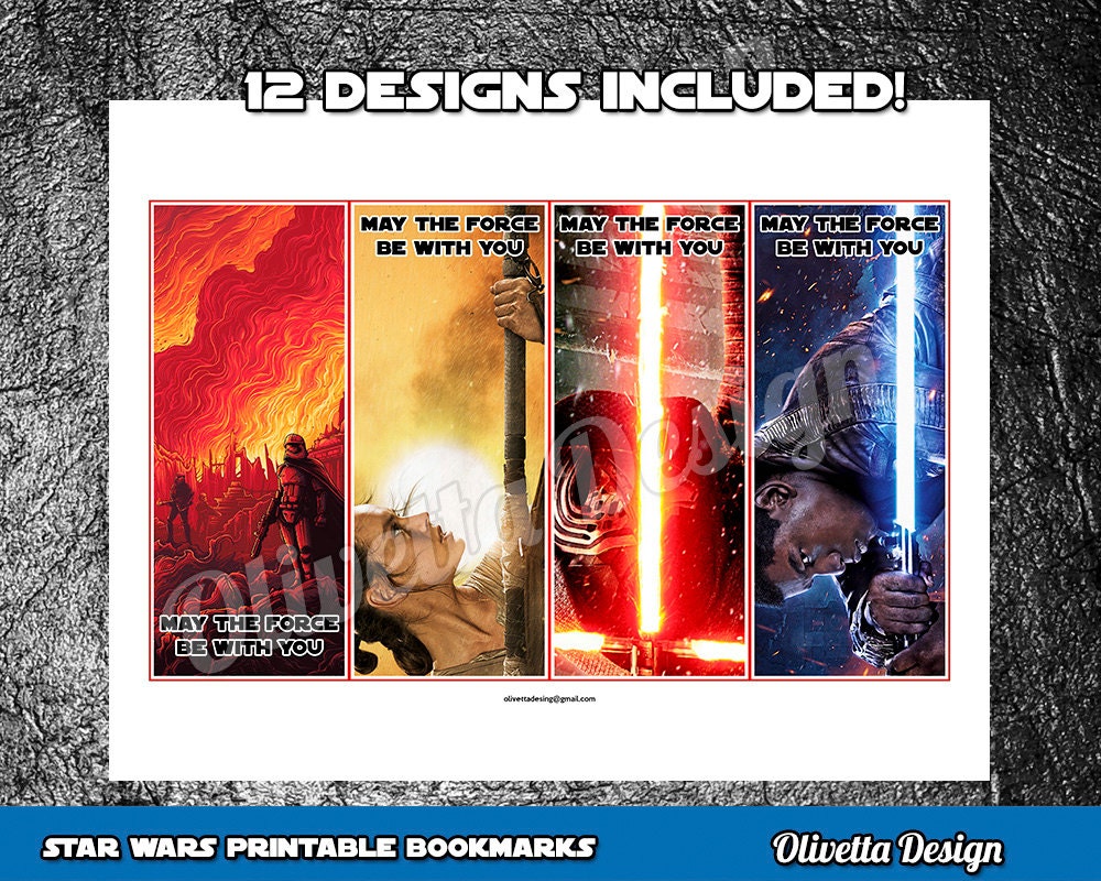 Star Wars Bookmarks Birthday Party Favor Printable 12 Designs
