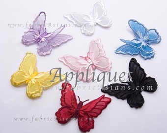 Lace Butterfly. 4pcs. Butterfly Applique. Butterfly Patch. 3-Dimension Butterfly. Sewing supplies. Adhesive Applique