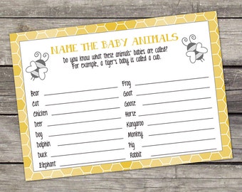 Bee Baby Animals Name Game - Baby Shower Game - Mommy to Bee Baby Shower Games - Gender Neutral Baby shower 241