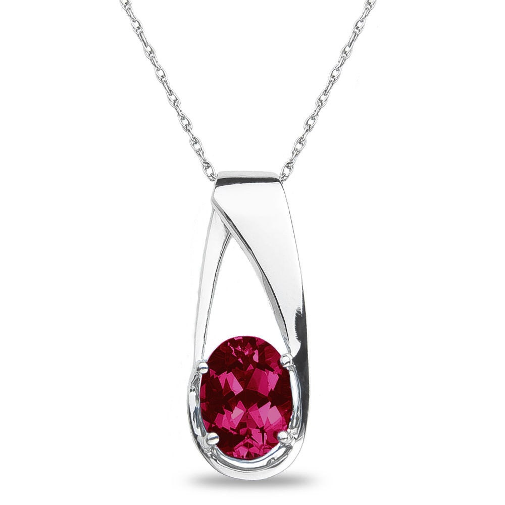 Created Ruby Pendant in 10k White Gold