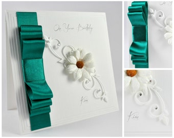 Personalised Birthday Card / Luxury Handmade / Choice of Colours / Keepsake Box Available / Custom Printing / Lined as Standard