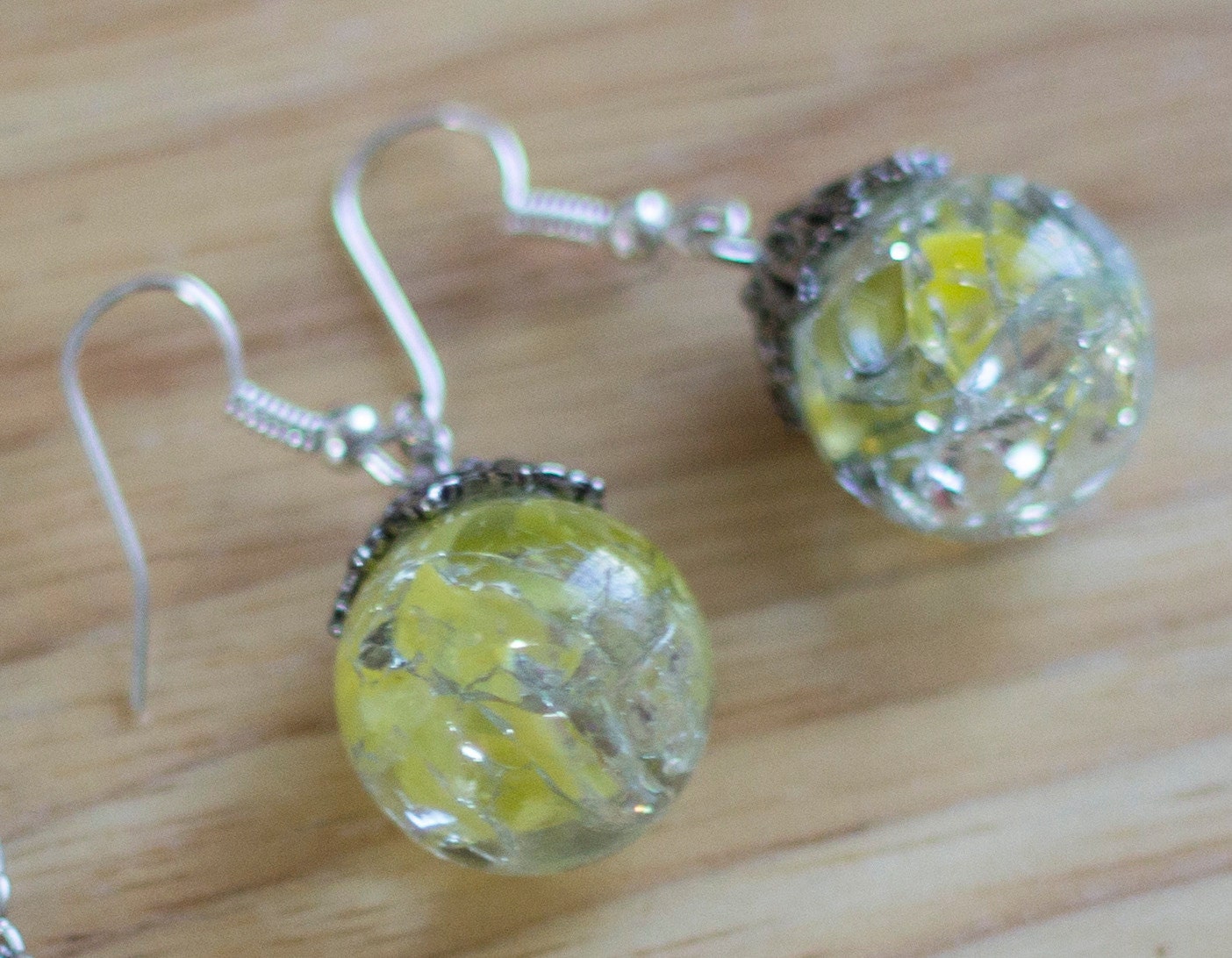 Baked Marble Earrings Cracked Marble Jewelry Yellow Marble