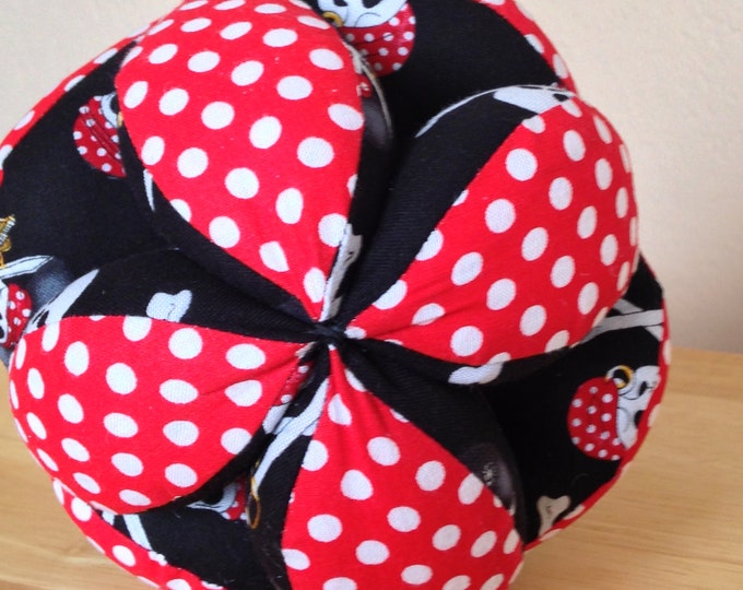 HALF PRICE ** Baby Clutch Ball. Pirate and Red Dot Puzzle Ball. Montessori Puzzle Clutch Ball. Soft and Safe for indoor Kid's and Baby Play