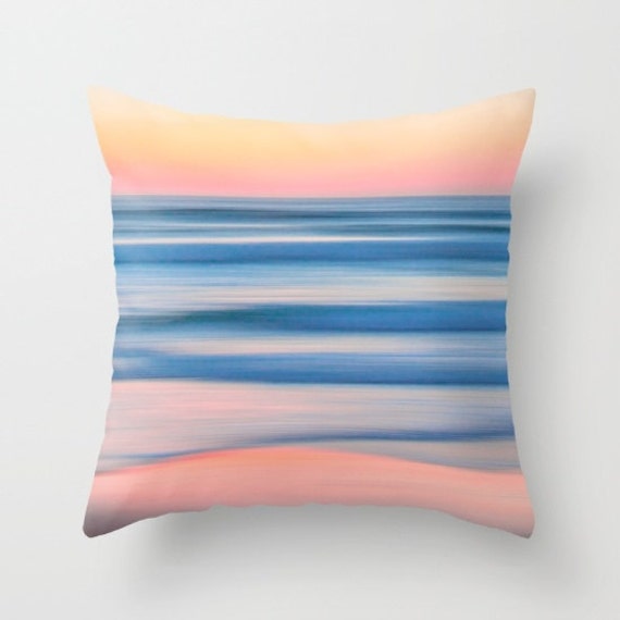 Beach Sunset Pillow Abstract Decorative Photo Cushion Accent