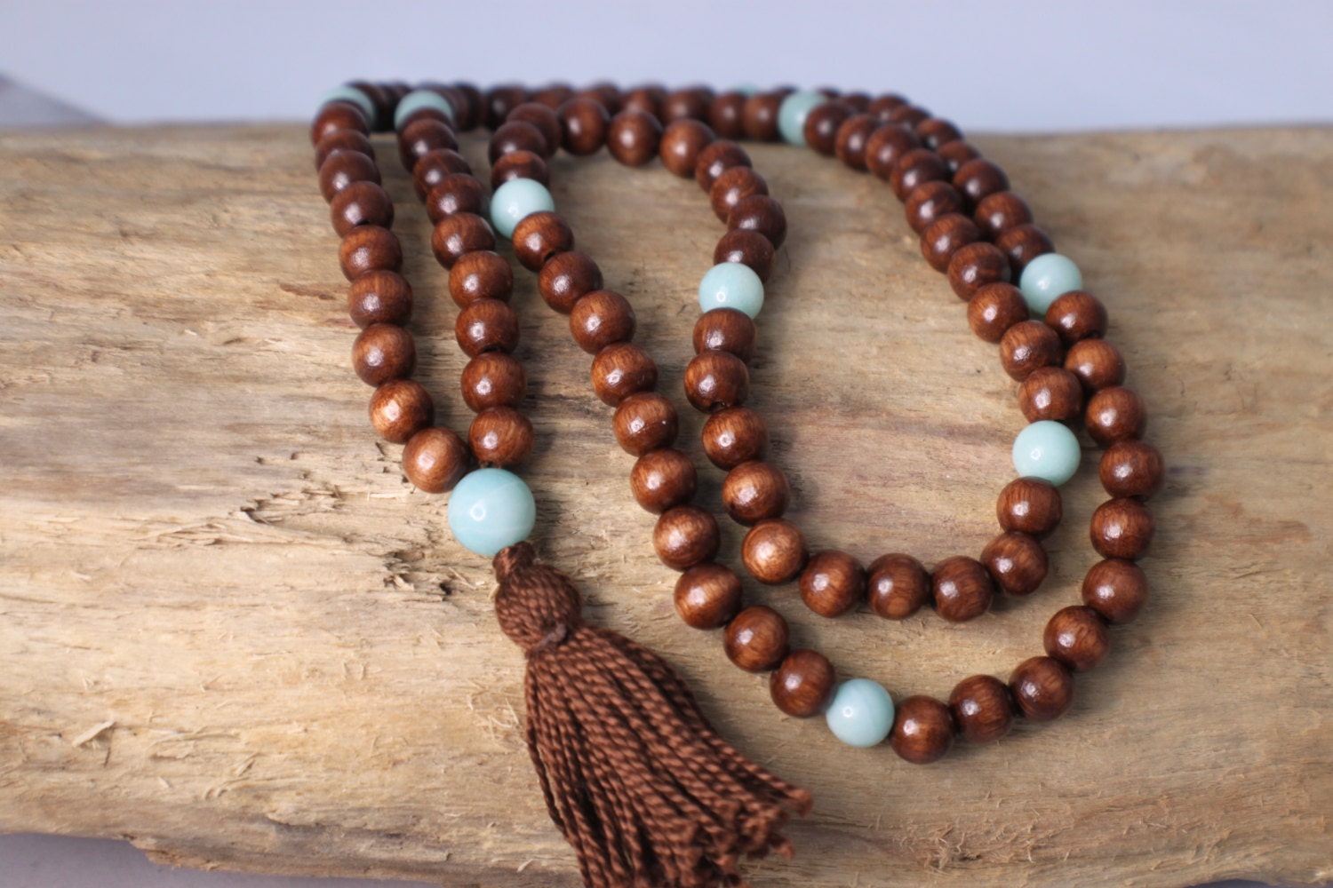 Wooden Mala Beads Wood 108 Mala Beads with by handmadebySFDesigns