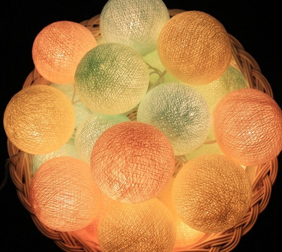 20 Cotton Ball LED String Lights AA Battery Operated Wedding