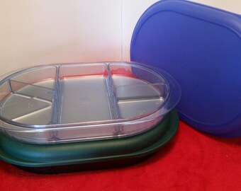 Tupperware preludio serving tray / hunter green or blue, (SOLD OUT), tupperware #2015, tupperware divided serving tray