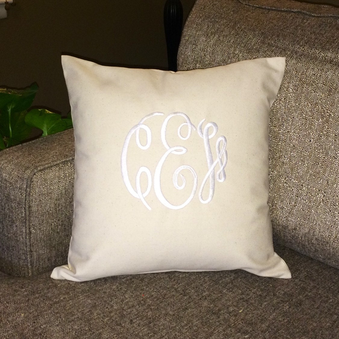 Embroidered Monogrammed Pillow Cover