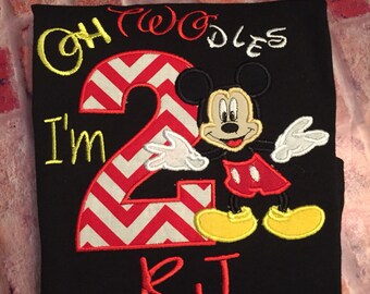 Sale Sale!!Boys Mickey Mouse Birthday shirt/Boys First Birthday shirt/Oh Twodoles Birthday Shirt/Oh Twodoles I'm 2 Mickey Birthday Shirt