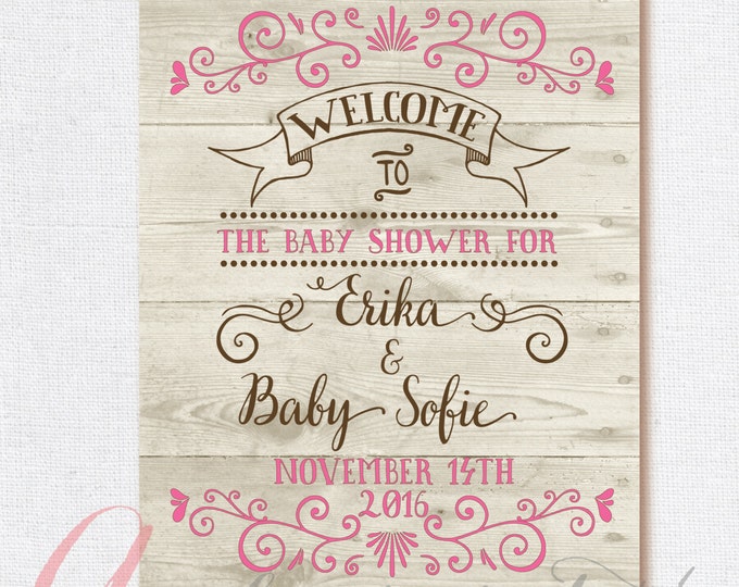 Welcome Baby Shower Sign. Wood Welcome sign. Printable wood poster. Wood babyshower sign. Welcome babyshower wood