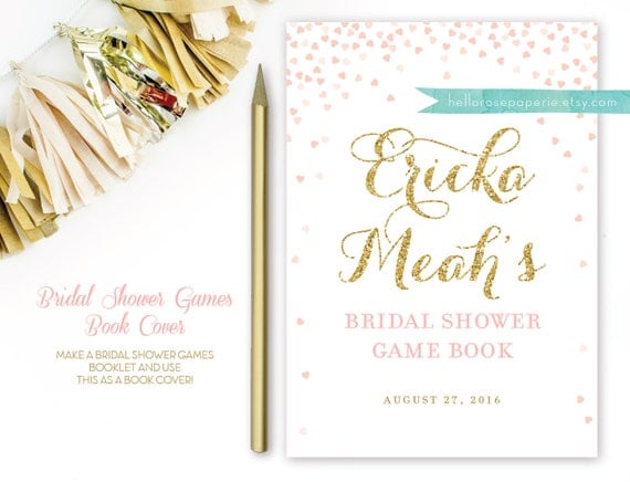 Pink And Gold Bridal Shower Book Cover For Games Bridal