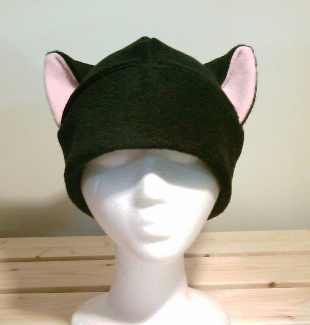 Pink Cat Ears Black Cat Cat Ear Hat Kitty Cat Hat by QWear01