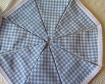 BLUE GINGHAM BUNTING double sided boys party fete summer check Handmade By Vintage Rose