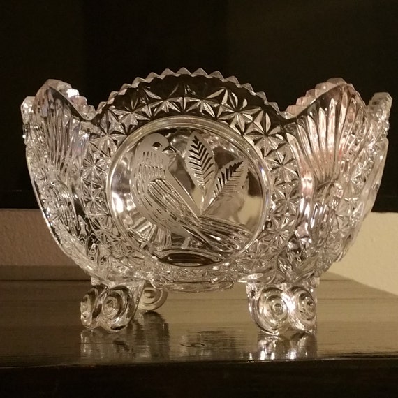 hofbauer lead crystal bowl byrdes collection bird pattern 4