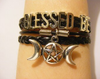 Blessed be bracelet, blessed be jewelry, pagan bracelet, pagan jewelry, wiccan bracelet, wiccan jewelry, triple moon bracelet