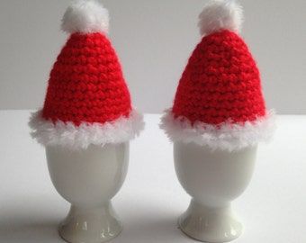 Santa Hat egg cozy. Christmas egg cozy. bobble hat egg cozy. Set of 2. Christmas gift. His and Hers gift.