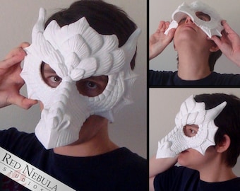 Dragon Mask Blank, Fantasy Half Masque, Dragon Masquerade Mask, Resin Half Mask, Stylized Dragon Face Mask, DIY Blank Mask, Ren Faire Mask