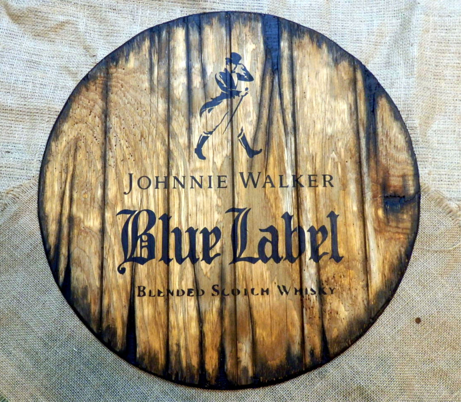 Johnnie Walker Personalized whiskey barrel top Hand Painted