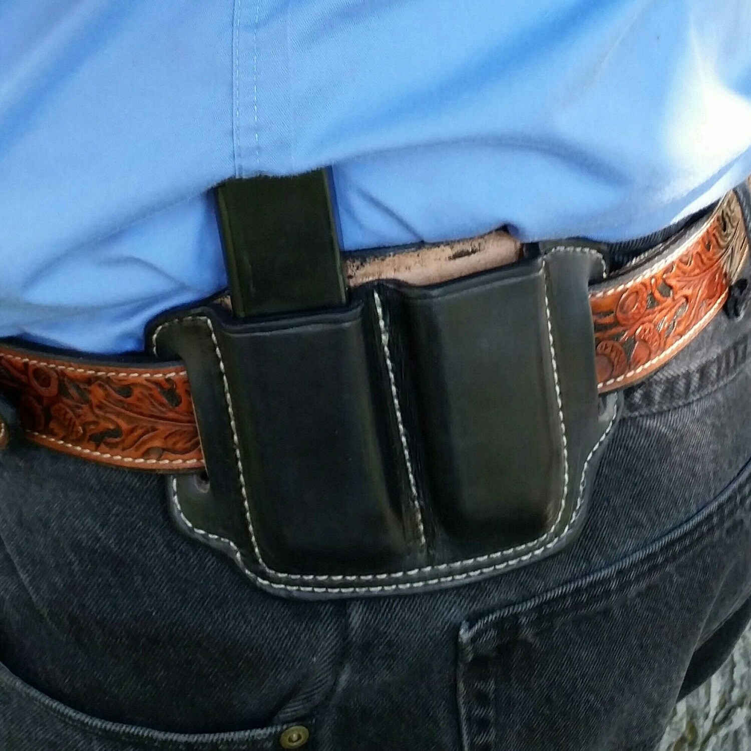 Double Mag Pouch for a Double Stack Magazine Leather Mag