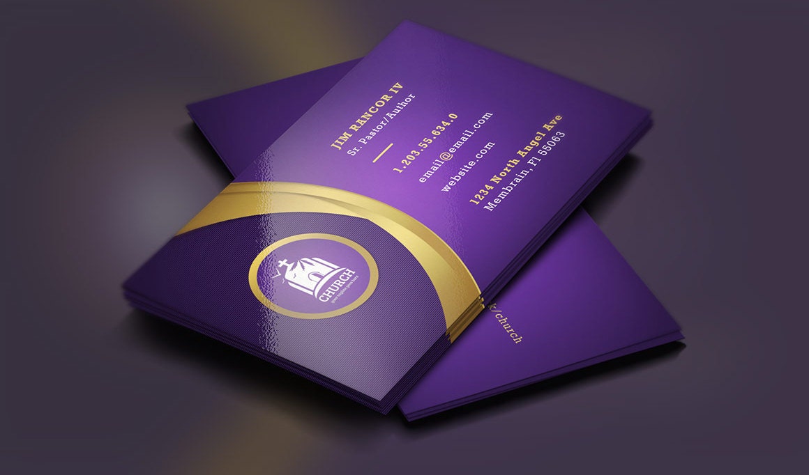 Lavender Gold Church Business Card Shop Template