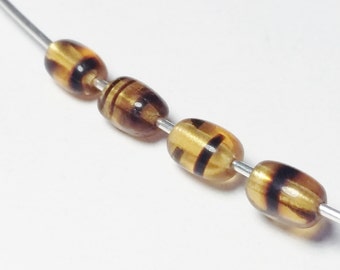 25pcs Amber Tortoise Rice Beads - Czech Glass Beads - Oval Beads - Tortoise Shell Beads - Unusual Beads - 6x4mm - BB61