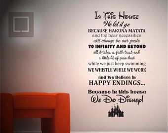 In this house we do Disney - Childrens Bedroom - Wall sticker - Contemporary - Vinyl Decal
