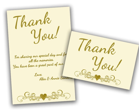 Ivory Wedding Anniversary Thank You Cards  Gold 50th