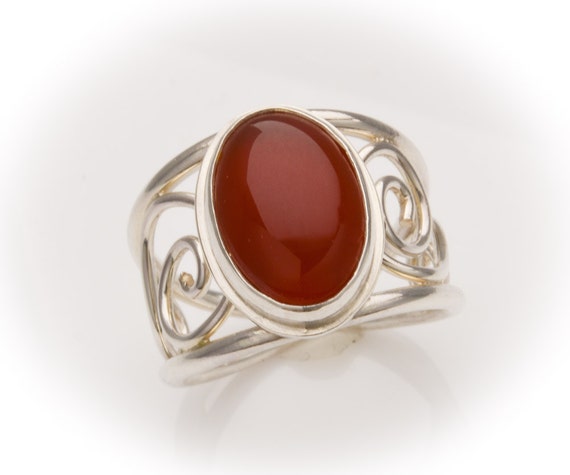 Sterling Silver Carnelian Ring Sterling Silver Red Stone