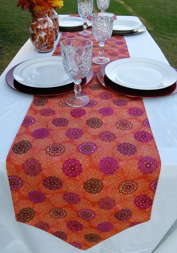 MultiColored Circles Table Runner Reversible 2to6 Seater