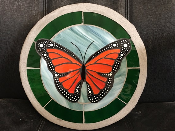 Monarch Butterfly Stained Glass Mosaic Stepping Stone