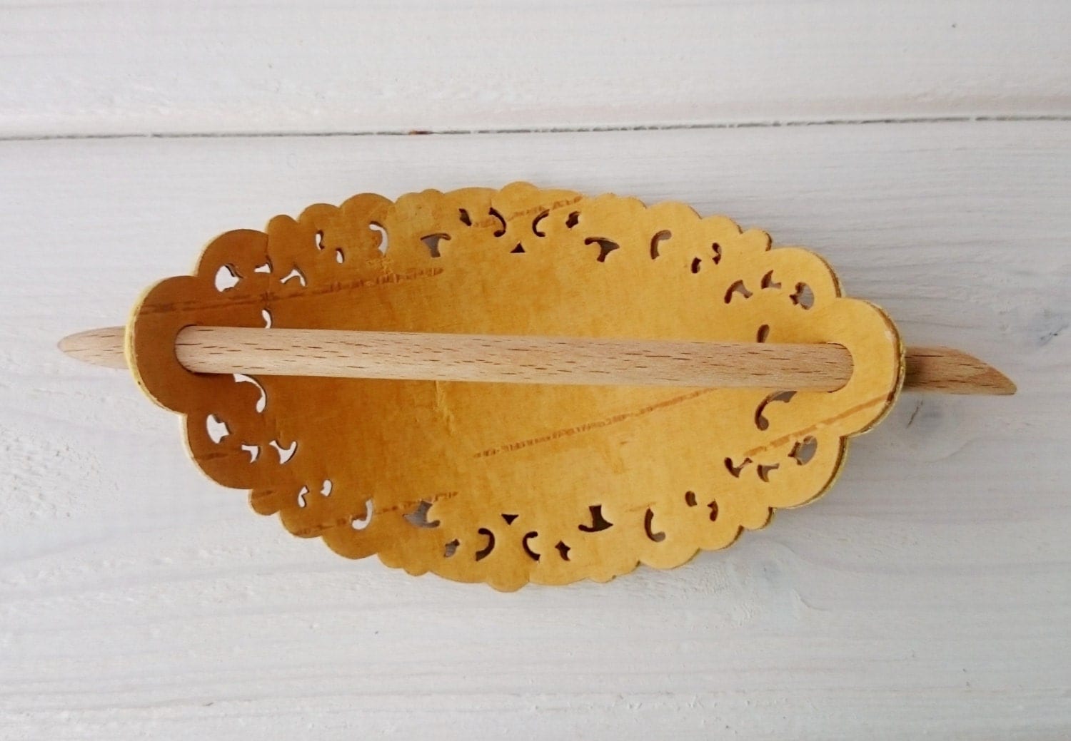 Carved Wood Barrette Elegant Barrette Hair Stick by BirchBarkEco