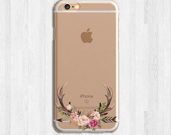 Floral Antlers Deer For iPhone 6s, iPhone 6 Plus, iPhone 7, Flowers Galaxy S6, S7 Edge, Note 7 Phone Case