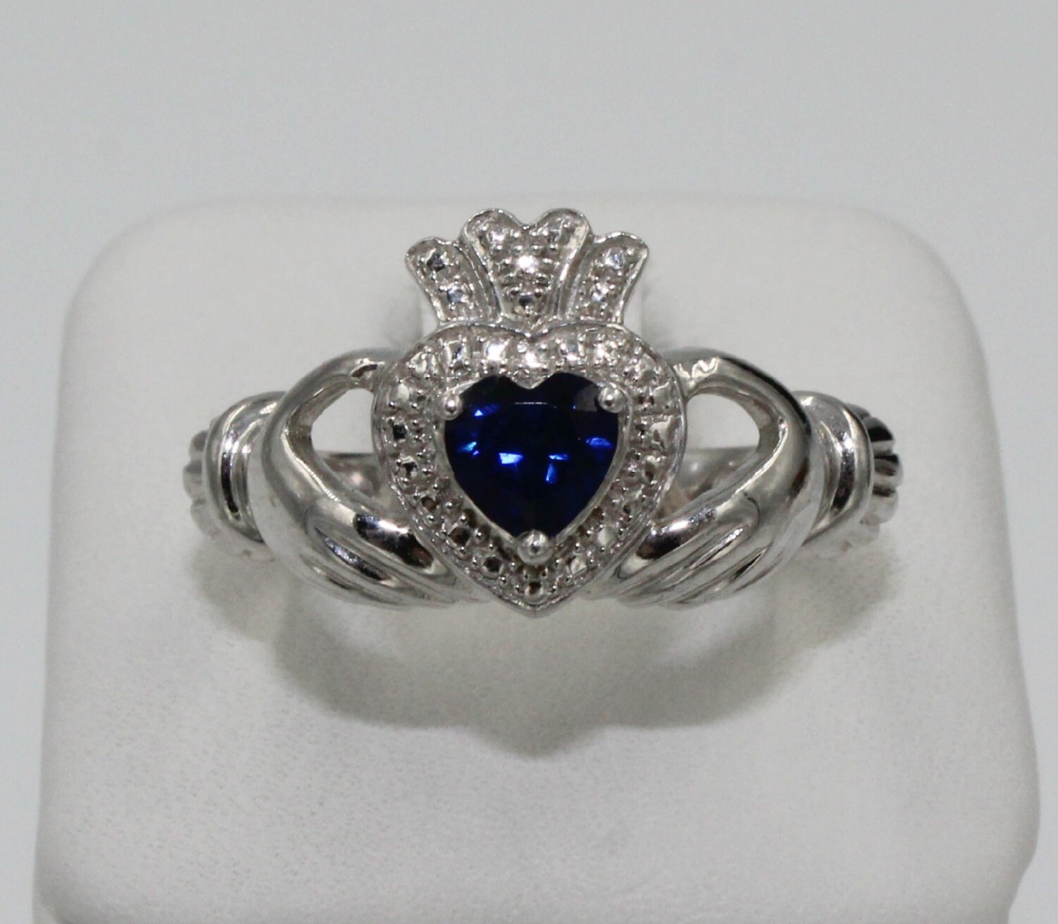 Claddagh Ring Lab Created Sapphire 5x5 By Platinumclassics 5332