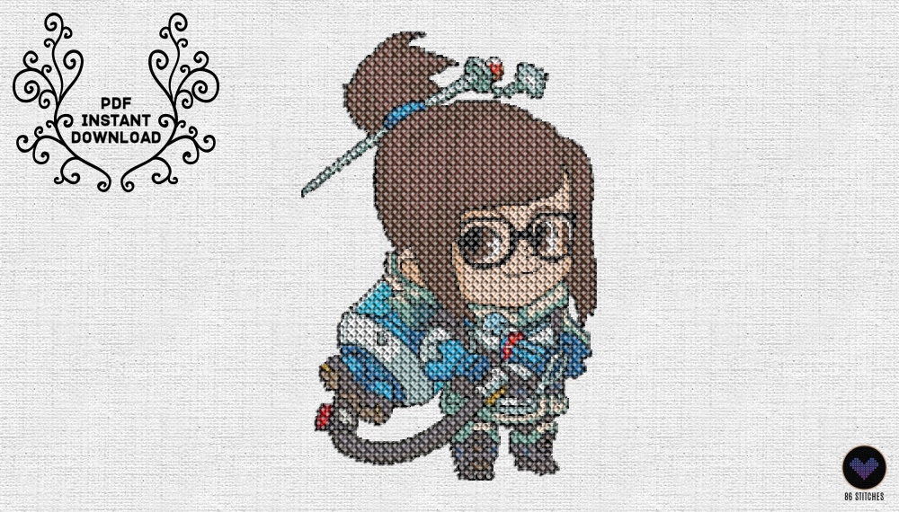 MEI from Overwatch // cross stitch pattern // by 86Stitches