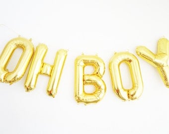 OH BOY balloons - gold mylar foil letter balloon banner kit