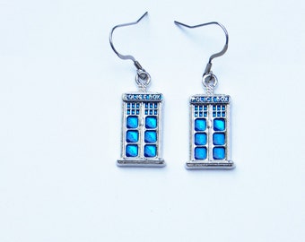 Dr Who Earrings, Tardis Earrings, Dr Who Jewelry, Tardis Jewelry, Tardis Charm, Police Box, Dr Who, Tardis, Geek Earrings, Whovian, Police