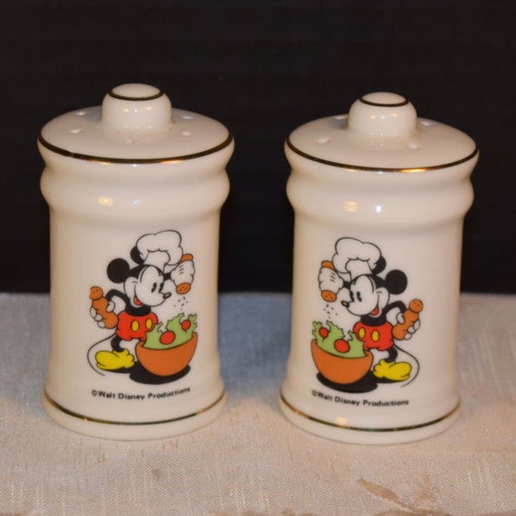 Mickey Mouse Salt & Pepper Shakers Vintage Disney Souvenir Set