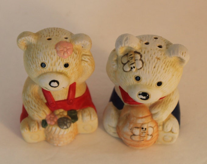 Vintage Boy and Girl Bear Salt and Pepper Shakers