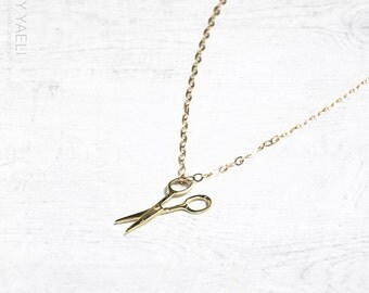 Scissor necklace, gold scissor charm, hair stylist gift, gift under 50, dainty necklace necklace, everyday necklace, gold necklace, 14K gold