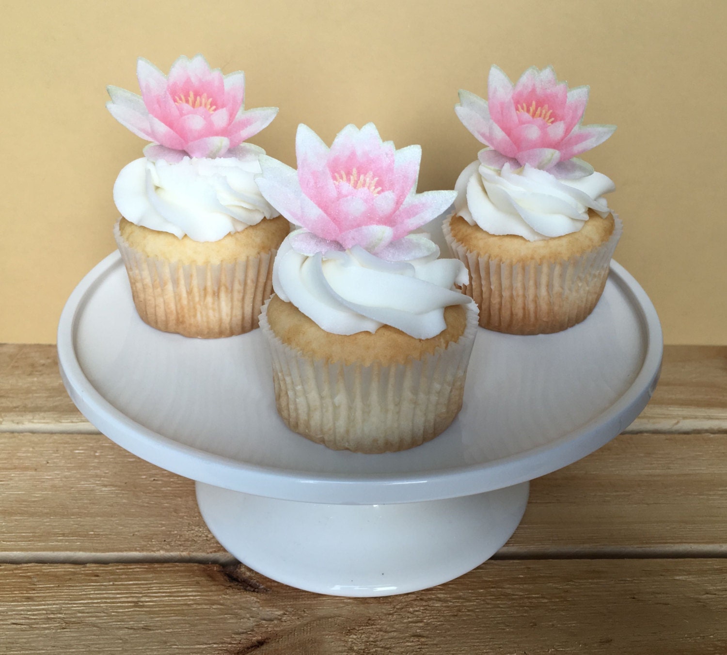 Lotus Water Lily Edible Cake Cupcake Toppers Thin flat