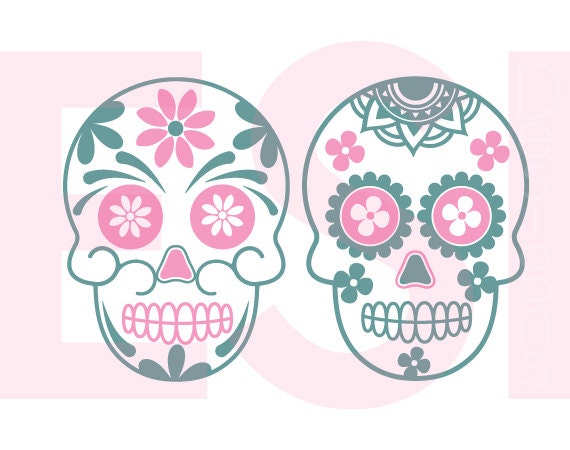 Download Sugar Skull SVG DXF EPScutting files use with Silhouette