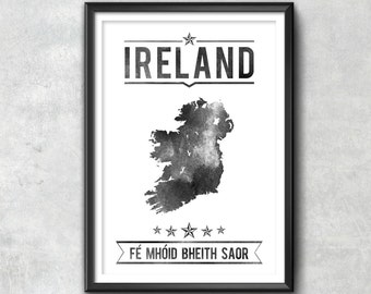 Ireland Typography Print, Ireland Poster, Ireland Wall Art, Ireland Gift, Ireland Decor, Ireland Print, Ireland Map, Ireland Decor, Ireland