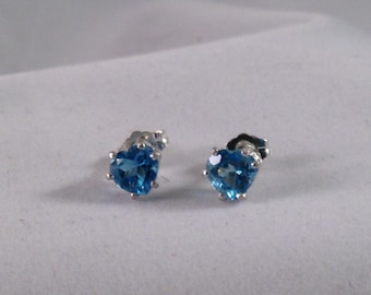 Heart shaped Blue Topaz Gemstone Earrings