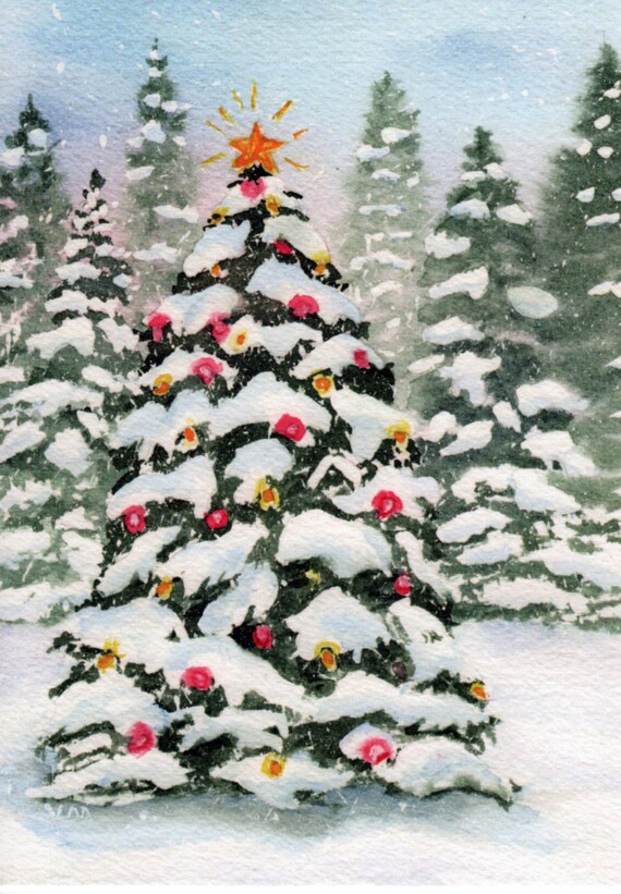christmas tree watercolor card original watercolor christmas tree watercolor card original watercolor