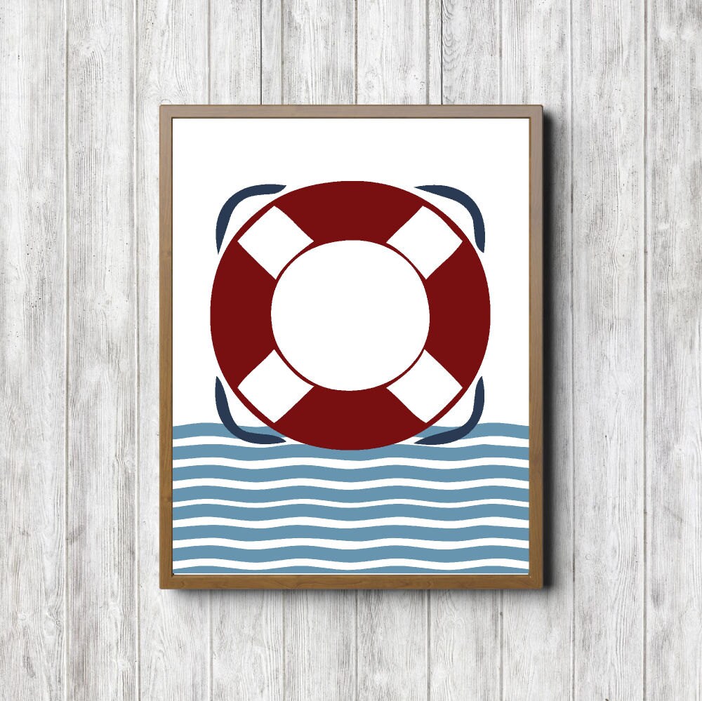 Life Buoy Ring  Printable Wall  Decor  Nautical Nursery Boys