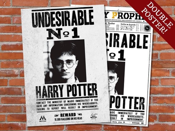 PRINTABLE Harry Potter Undesirable Nº1 Double Poster Harry