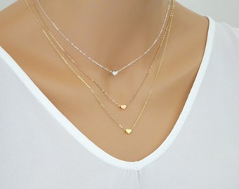 Heart necklace, Heart pendant, Dainty heart charm, Jewelry Gifts for her, Bridesmaidnecklace, Silver, Gold heart necklace, LAminiJewelry