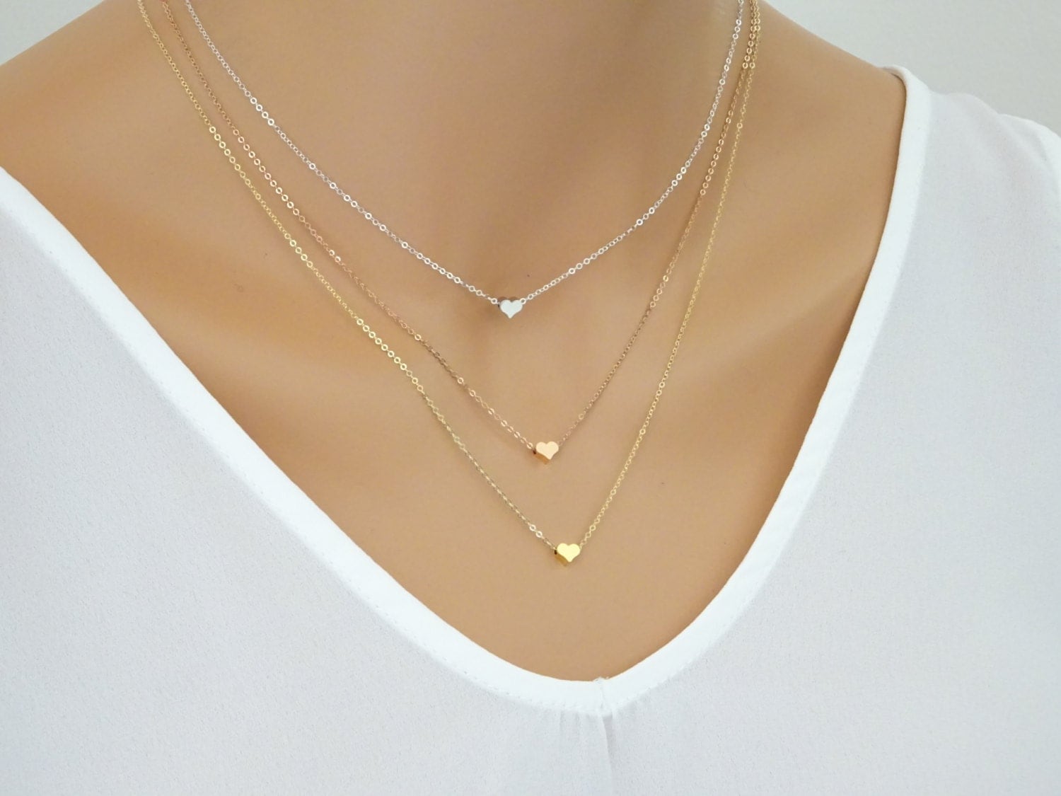 Heart necklace Heart pendant Dainty heart charm Jewelry