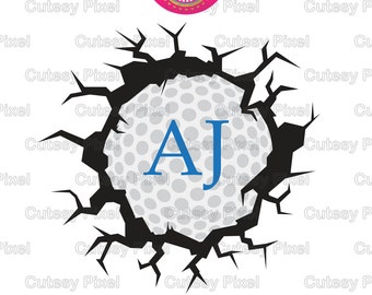 Golf ball Monogram Frames ,Svg cutting file, golf SVG, DXF, Cricut Design Space, Silhouette Studio,Digital Cut Files