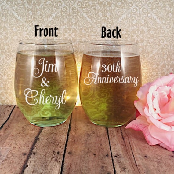 Personalized Engraved Anniversary Wine Glass Set Set of 2